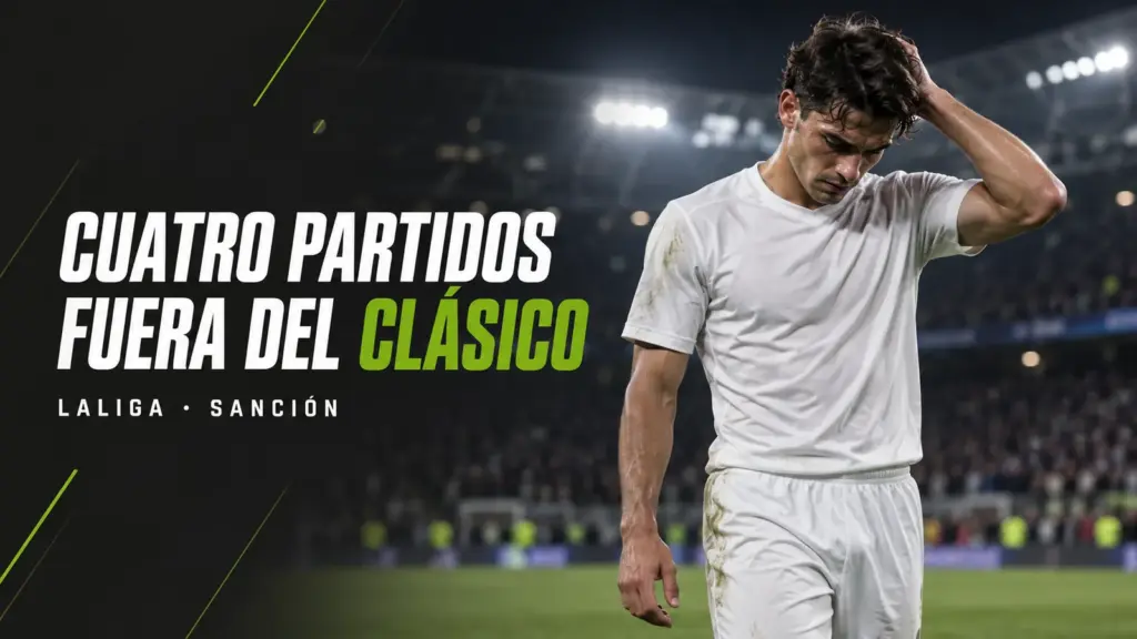 Portada: futbolista de blanco cabizbajo sobre fondo oscuro, junto al titular Cuatro partidos fuera del Clásico.
